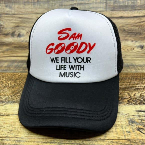 Defunct Sam Goody Mens Trucker Hat Black Snapback Record Store Baseball Cap - Picture 2 of 8